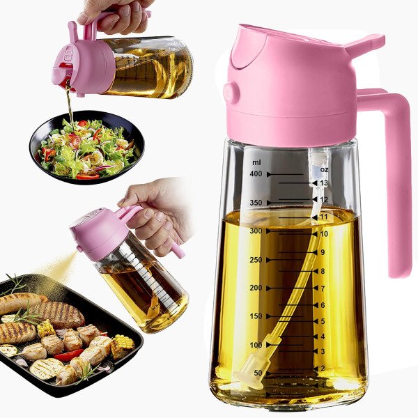 TrendPlain Pulverizador de aceite de oliva de vidrio de 16 oz/15.9 fl oz para cocinar, botella dispensadora de aceite de oliva 2 en 1 para accesorios de cocina y accesorios para freidora de aire - Image 13
