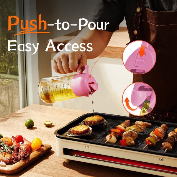 TrendPlain Pulverizador de aceite de oliva de vidrio de 16 oz/15.9 fl oz para cocinar, botella dispensadora de aceite de oliva 2 en 1 para accesorios de cocina y accesorios para freidora de aire - Image 16