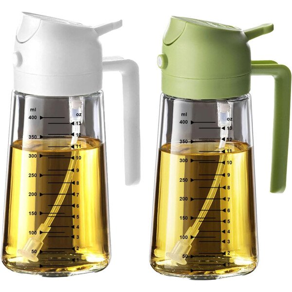 TrendPlain Pulverizador de aceite de oliva de vidrio de 16 oz/15.9 fl oz para cocinar, botella dispensadora de aceite de oliva 2 en 1 para accesorios de cocina y accesorios para freidora de aire - Image 18