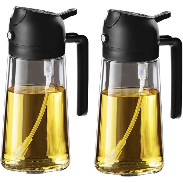 TrendPlain Pulverizador de aceite de oliva de vidrio de 16 oz/15.9 fl oz para cocinar, botella dispensadora de aceite de oliva 2 en 1 para accesorios de cocina y accesorios para freidora de aire - Image 23