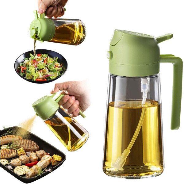 TrendPlain Pulverizador de aceite de oliva de vidrio de 16 oz/15.9 fl oz para cocinar, botella dispensadora de aceite de oliva 2 en 1 para accesorios de cocina y accesorios para freidora de aire - Image 27
