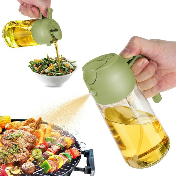 TrendPlain Pulverizador de aceite de oliva de vidrio de 16 oz/15.9 fl oz para cocinar, botella dispensadora de aceite de oliva 2 en 1 para accesorios de cocina y accesorios para freidora de aire - Image 28