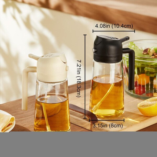 TrendPlain Pulverizador de aceite de oliva de vidrio de 16 oz/15.9 fl oz para cocinar, botella dispensadora de aceite de oliva 2 en 1 para accesorios de cocina y accesorios para freidora de aire - Image 32