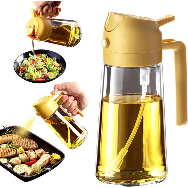 TrendPlain Pulverizador de aceite de oliva de vidrio de 16 oz/15.9 fl oz para cocinar, botella dispensadora de aceite de oliva 2 en 1 para accesorios de cocina y accesorios para freidora de aire - Image 34