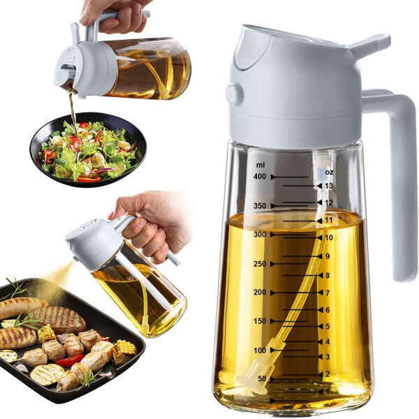 TrendPlain Pulverizador de aceite de oliva de vidrio de 16 oz/15.9 fl oz para cocinar, botella dispensadora de aceite de oliva 2 en 1 para accesorios de cocina y accesorios para freidora de aire - Image 39