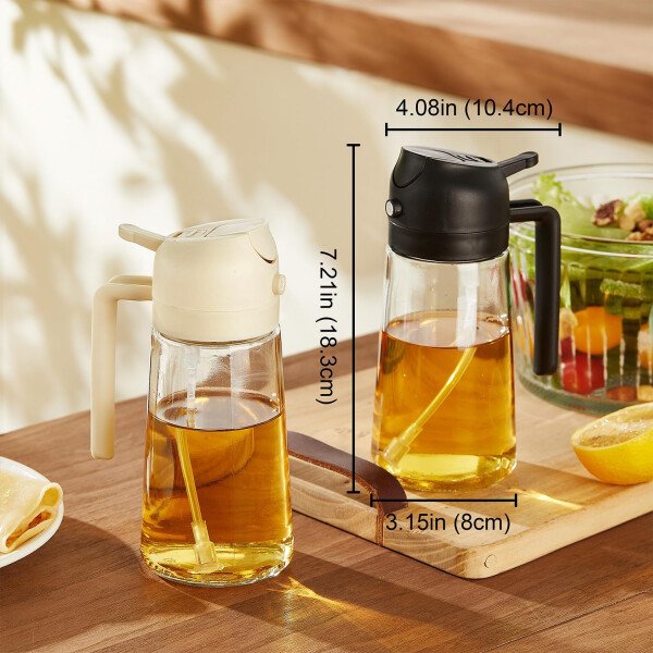 TrendPlain Pulverizador de aceite de oliva de vidrio de 16 oz/15.9 fl oz para cocinar, botella dispensadora de aceite de oliva 2 en 1 para accesorios de cocina y accesorios para freidora de aire - Image 45