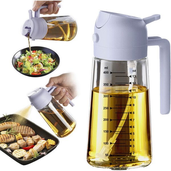 TrendPlain Pulverizador de aceite de oliva de vidrio de 16 oz/15.9 fl oz para cocinar, botella dispensadora de aceite de oliva 2 en 1 para accesorios de cocina y accesorios para freidora de aire - Image 46
