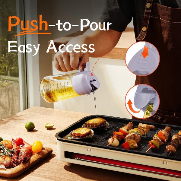 TrendPlain Pulverizador de aceite de oliva de vidrio de 16 oz/15.9 fl oz para cocinar, botella dispensadora de aceite de oliva 2 en 1 para accesorios de cocina y accesorios para freidora de aire - Image 49
