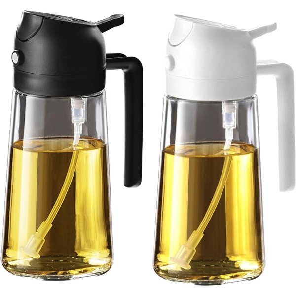TrendPlain Pulverizador de aceite de oliva de vidrio de 16 oz/15.9 fl oz para cocinar, botella dispensadora de aceite de oliva 2 en 1 para accesorios de cocina y accesorios para freidora de aire - Image 51