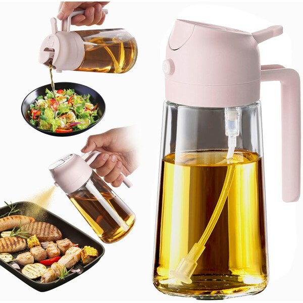 TrendPlain Pulverizador de aceite de oliva de vidrio de 16 oz/15.9 fl oz para cocinar, botella dispensadora de aceite de oliva 2 en 1 para accesorios de cocina y accesorios para freidora de aire - Image 53