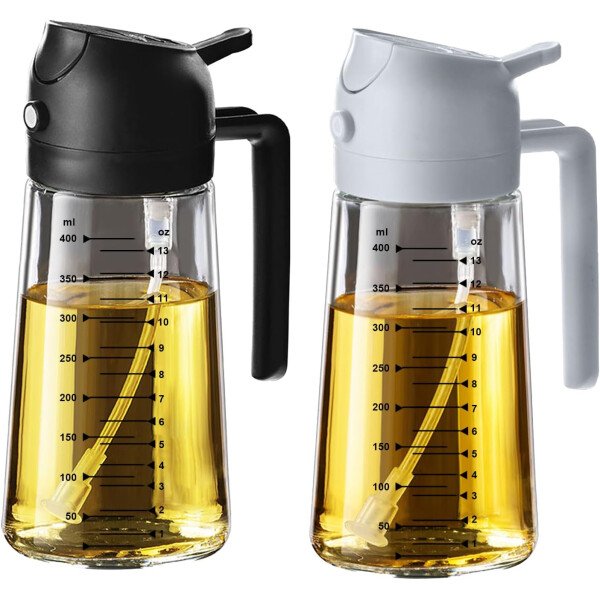 TrendPlain Pulverizador de aceite de oliva de vidrio de 16 oz/15.9 fl oz para cocinar, botella dispensadora de aceite de oliva 2 en 1 para accesorios de cocina y accesorios para freidora de aire - Image 57