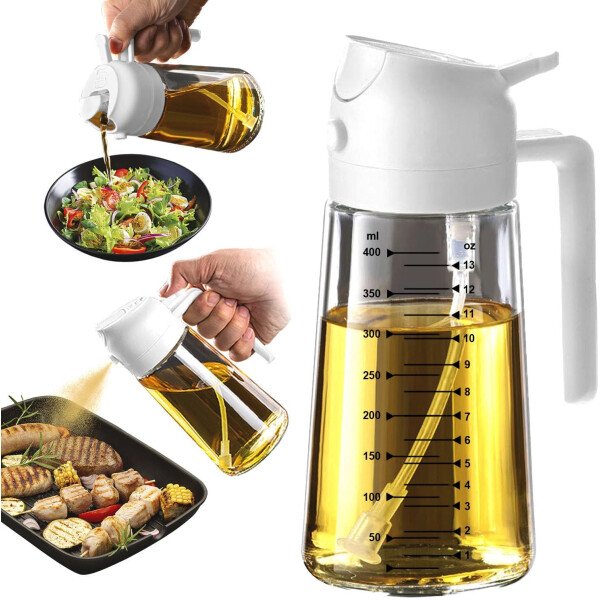 TrendPlain Pulverizador de aceite de oliva de vidrio de 16 oz/15.9 fl oz para cocinar, botella dispensadora de aceite de oliva 2 en 1 para accesorios de cocina y accesorios para freidora de aire - Image 64