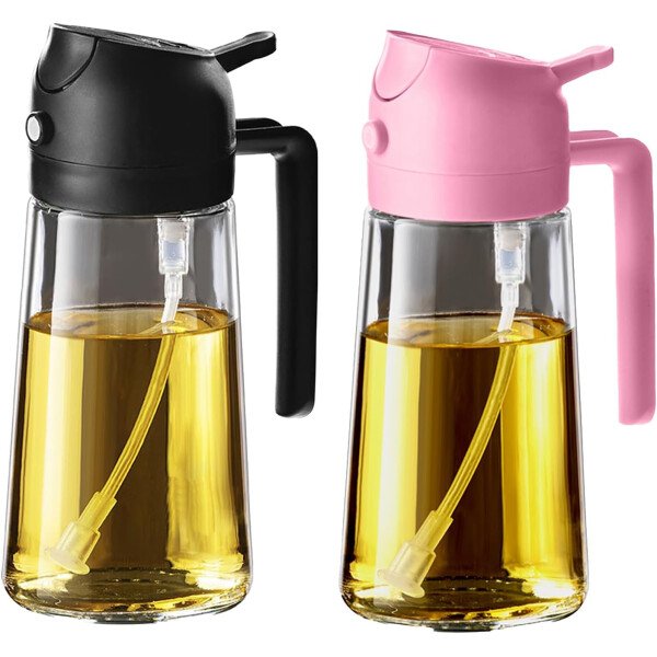 TrendPlain Pulverizador de aceite de oliva de vidrio de 16 oz/15.9 fl oz para cocinar, botella dispensadora de aceite de oliva 2 en 1 para accesorios de cocina y accesorios para freidora de aire - Image 67