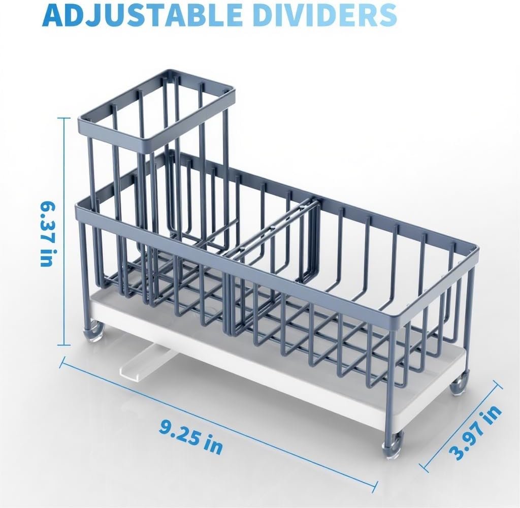 Cisily Soporte de esponja negro para fregadero de cocina, organizador de fregadero con soporte alto para cepillos, organizadores de encimera de cocina y artículos esenciales de almacenamiento, acero - Imagen 11
