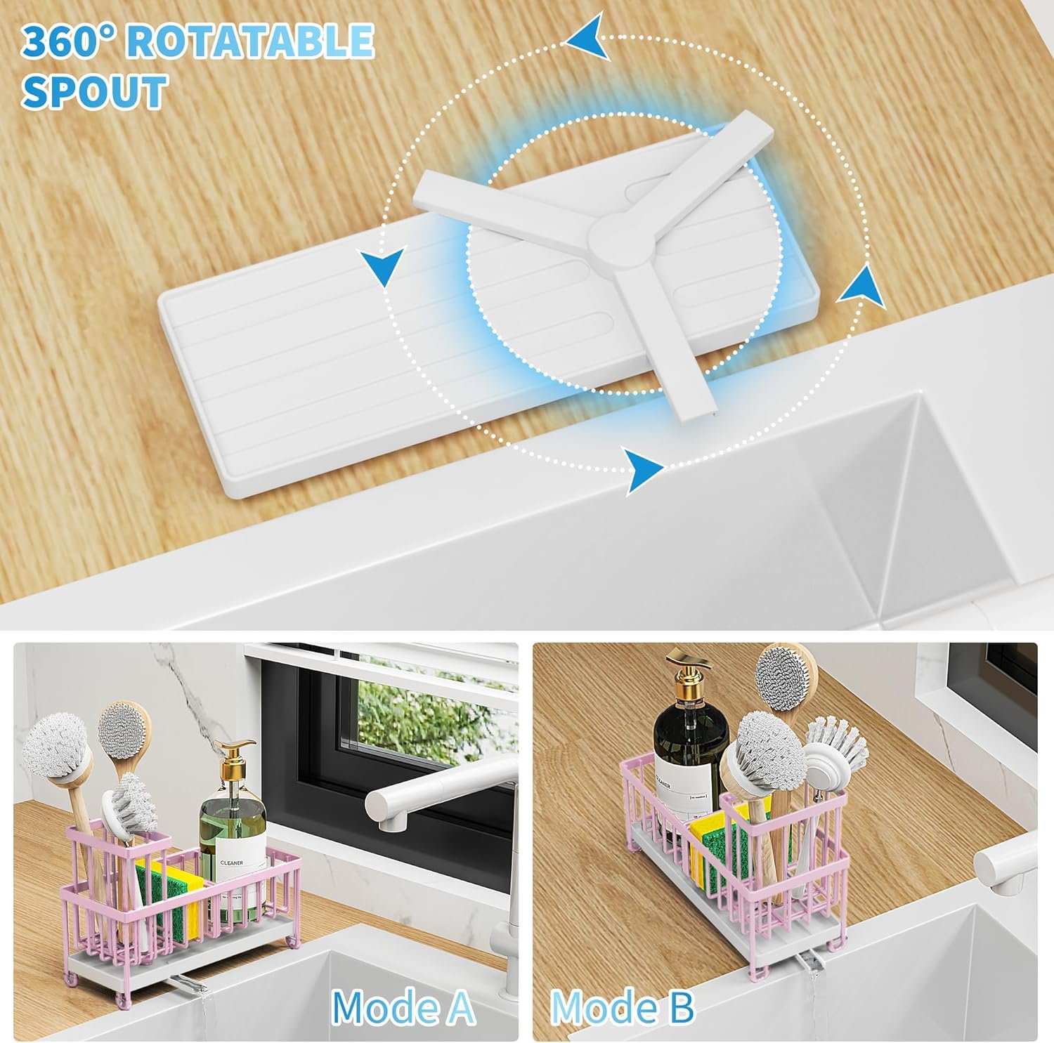 Cisily Soporte de esponja negro para fregadero de cocina, organizador de fregadero con soporte alto para cepillos, organizadores de encimera de cocina y artículos esenciales de almacenamiento, acero - Imagen 24