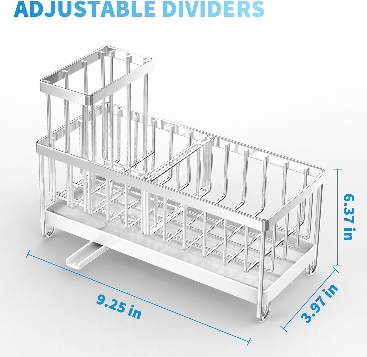 Cisily Soporte de esponja negro para fregadero de cocina, organizador de fregadero con soporte alto para cepillos, organizadores de encimera de cocina y artículos esenciales de almacenamiento, acero - Imagen 30