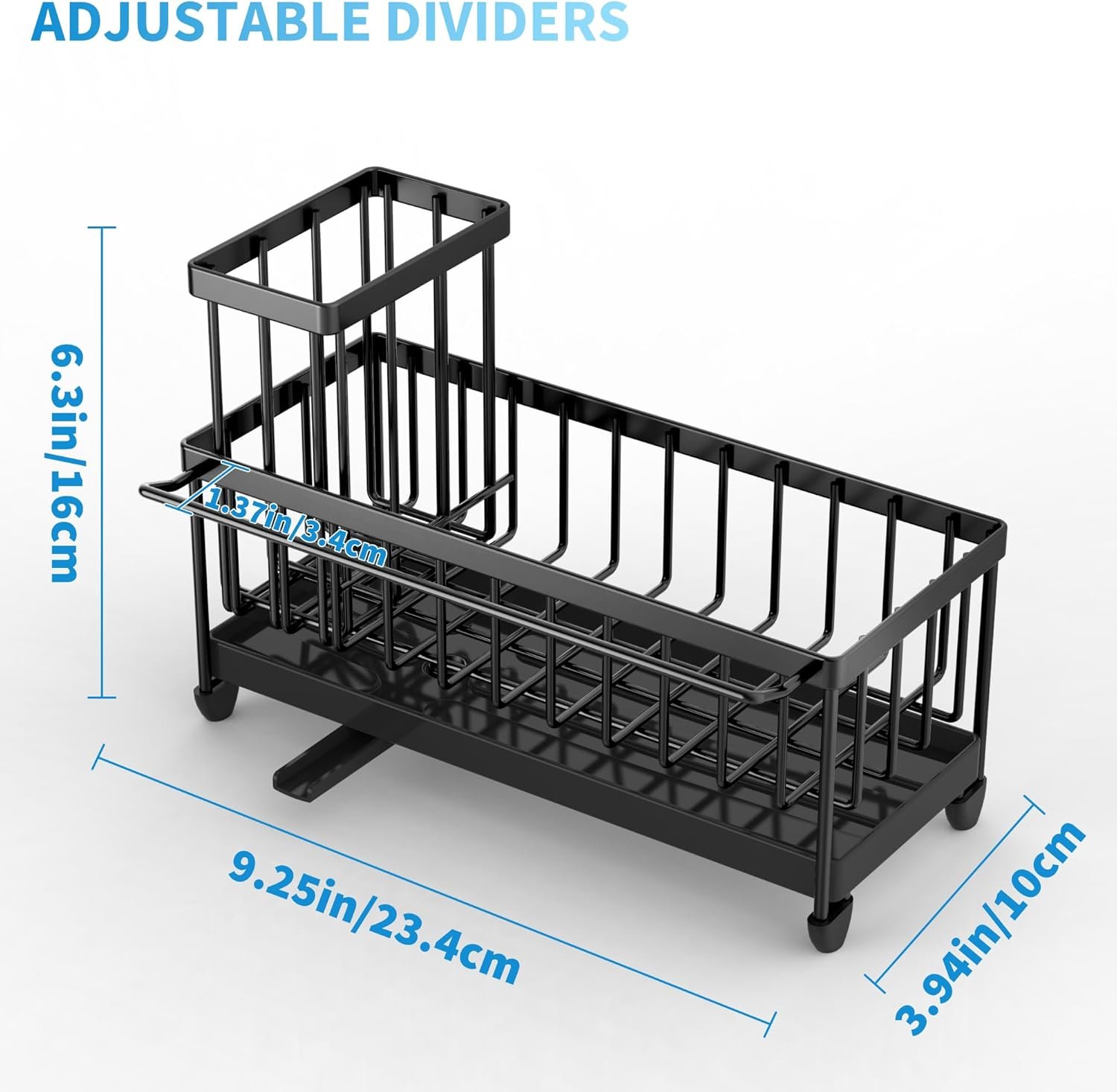 Cisily Soporte de esponja negro para fregadero de cocina, organizador de fregadero con soporte alto para cepillos, organizadores de encimera de cocina y artículos esenciales de almacenamiento, acero - Imagen 36