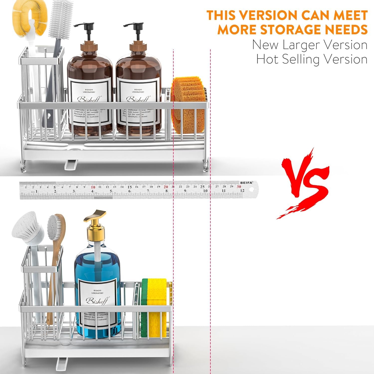 Cisily Soporte de esponja negro para fregadero de cocina, organizador de fregadero con soporte alto para cepillos, organizadores de encimera de cocina y artículos esenciales de almacenamiento, acero - Imagen 43