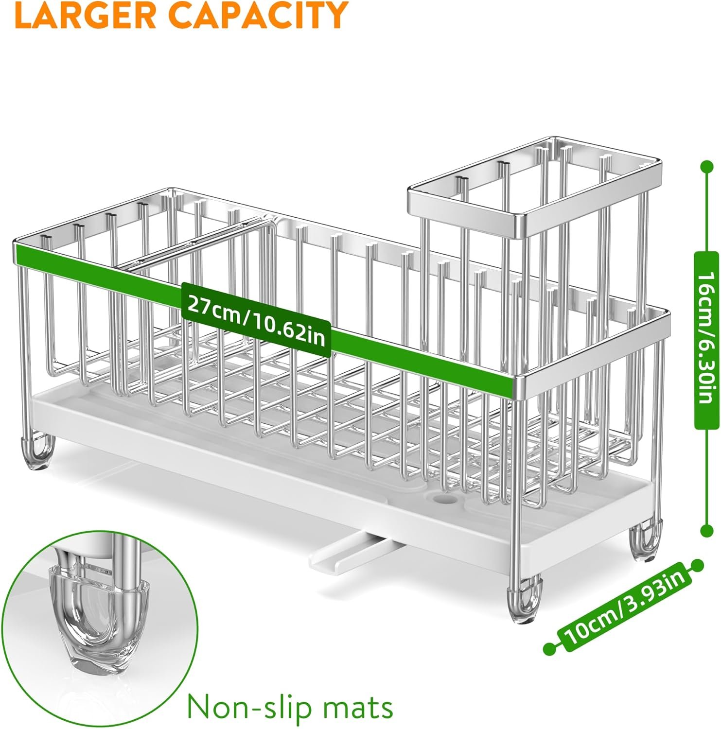 Cisily Soporte de esponja negro para fregadero de cocina, organizador de fregadero con soporte alto para cepillos, organizadores de encimera de cocina y artículos esenciales de almacenamiento, acero - Imagen 45