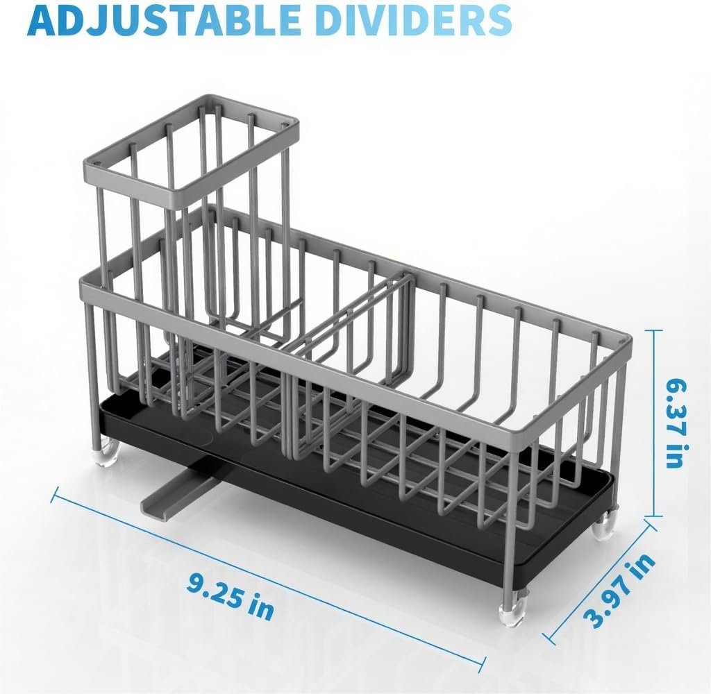 Cisily Soporte de esponja negro para fregadero de cocina, organizador de fregadero con soporte alto para cepillos, organizadores de encimera de cocina y artículos esenciales de almacenamiento, acero - Imagen 51