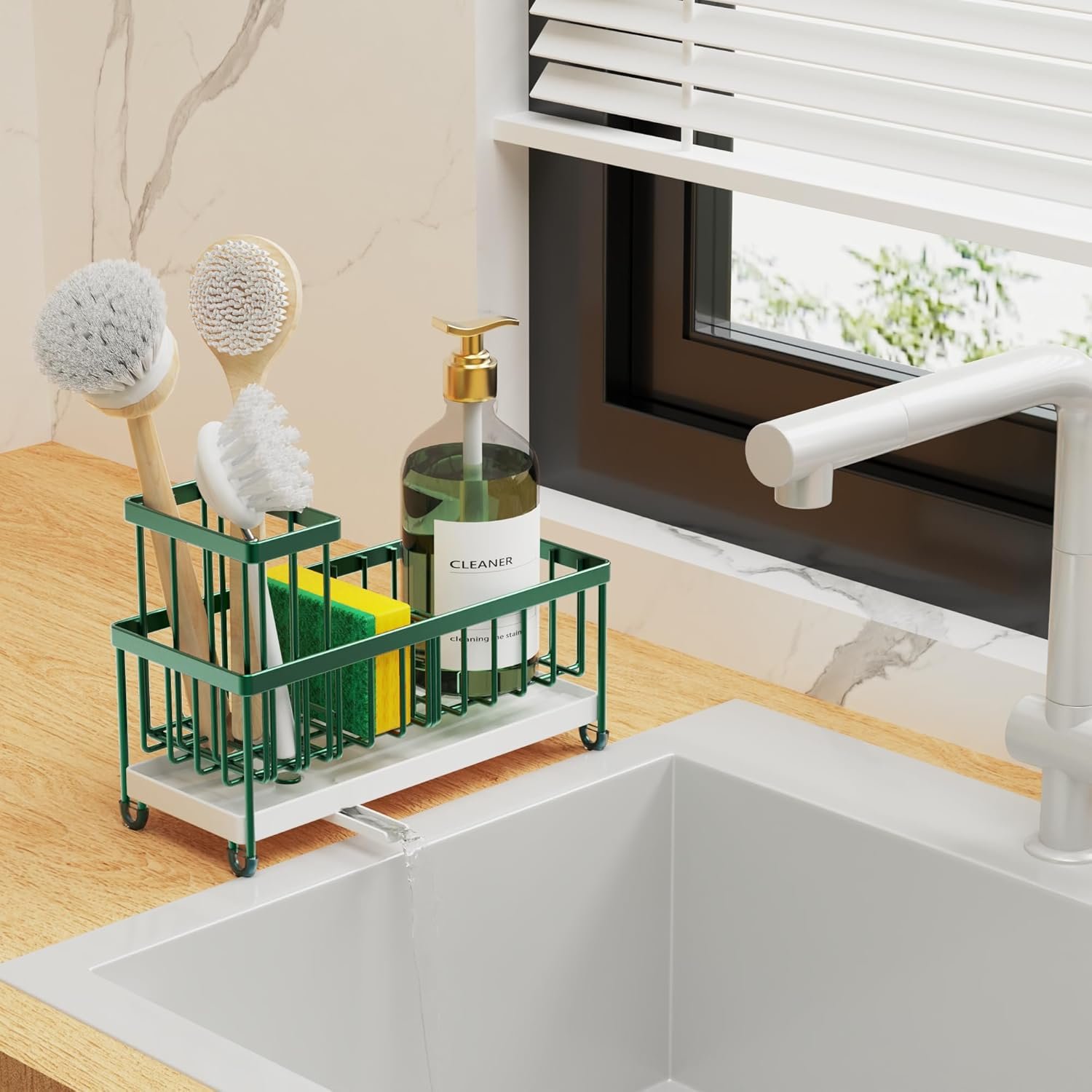 Cisily Soporte de esponja negro para fregadero de cocina, organizador de fregadero con soporte alto para cepillos, organizadores de encimera de cocina y artículos esenciales de almacenamiento, acero - Imagen 60