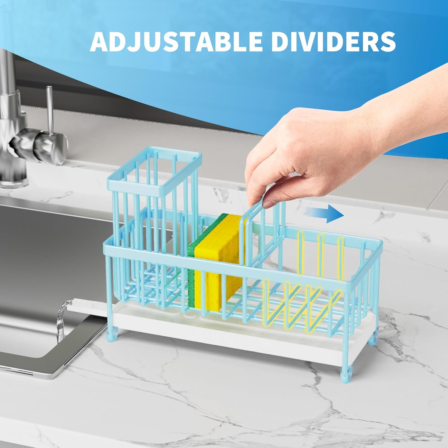 Cisily Soporte de esponja negro para fregadero de cocina, organizador de fregadero con soporte alto para cepillos, organizadores de encimera de cocina y artículos esenciales de almacenamiento, acero - Imagen 78