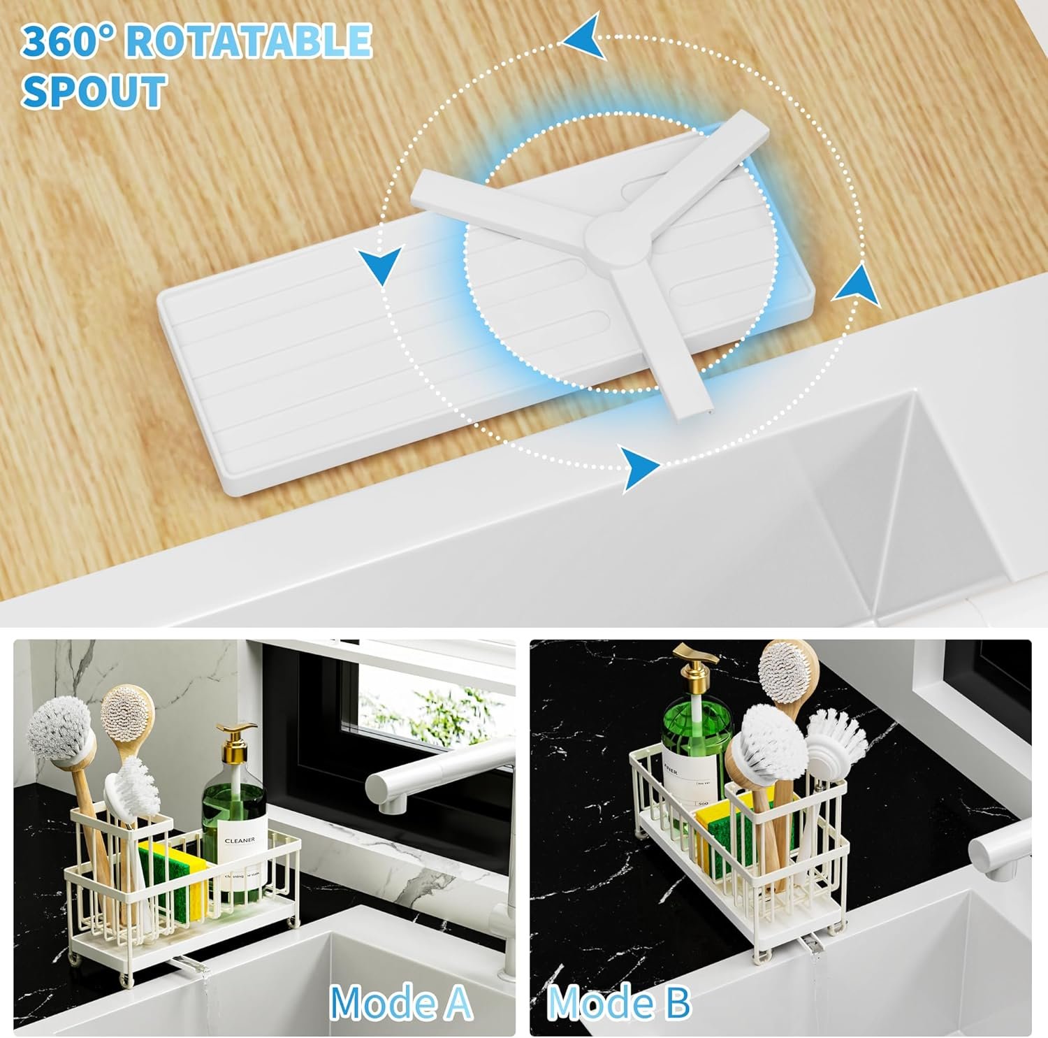 Cisily Soporte de esponja negro para fregadero de cocina, organizador de fregadero con soporte alto para cepillos, organizadores de encimera de cocina y artículos esenciales de almacenamiento, acero - Imagen 84