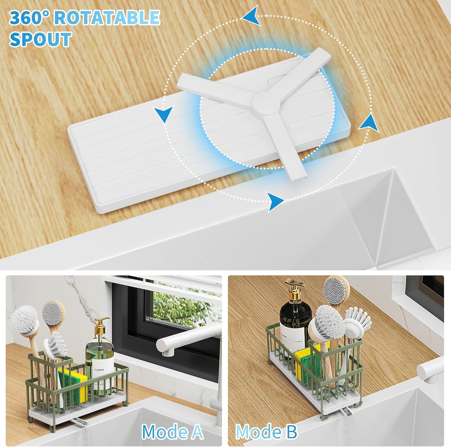 Cisily Soporte de esponja negro para fregadero de cocina, organizador de fregadero con soporte alto para cepillos, organizadores de encimera de cocina y artículos esenciales de almacenamiento, acero - Imagen 90