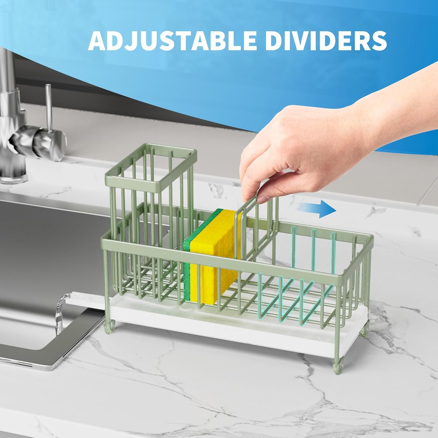 Cisily Soporte de esponja negro para fregadero de cocina, organizador de fregadero con soporte alto para cepillos, organizadores de encimera de cocina y artículos esenciales de almacenamiento, acero - Imagen 92