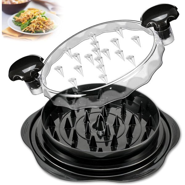 Herramienta trituradora de pollo para cocina, máquina trituradora manual de pechuga de pollo para alimentos molidos, carne y verduras (negro elegante)