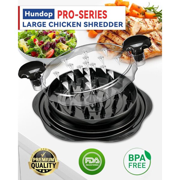 Herramienta trituradora de pollo para cocina, máquina trituradora manual de pechuga de pollo para alimentos molidos, carne y verduras (negro elegante) - Imagen 2
