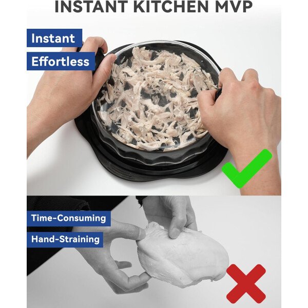Herramienta trituradora de pollo para cocina, máquina trituradora manual de pechuga de pollo para alimentos molidos, carne y verduras (negro elegante) - Imagen 3
