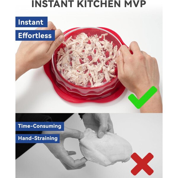 Herramienta trituradora de pollo para cocina, máquina trituradora manual de pechuga de pollo para alimentos molidos, carne y verduras (negro elegante) - Imagen 11