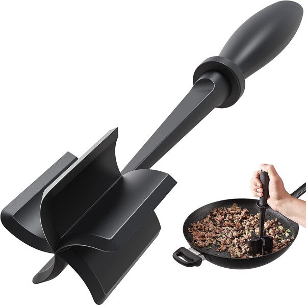 Picador de carne, molinillo de hamburguesas, triturador de alta calidad resistente al calor para carne molida, molinillo de hamburguesas, herramienta de mezcla de patatas de nailon, color negro