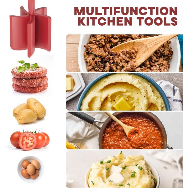 Picador de carne, molinillo de hamburguesas, triturador de alta calidad resistente al calor para carne molida, molinillo de hamburguesas, herramienta de mezcla de patatas de nailon, color negro - Imagen 18