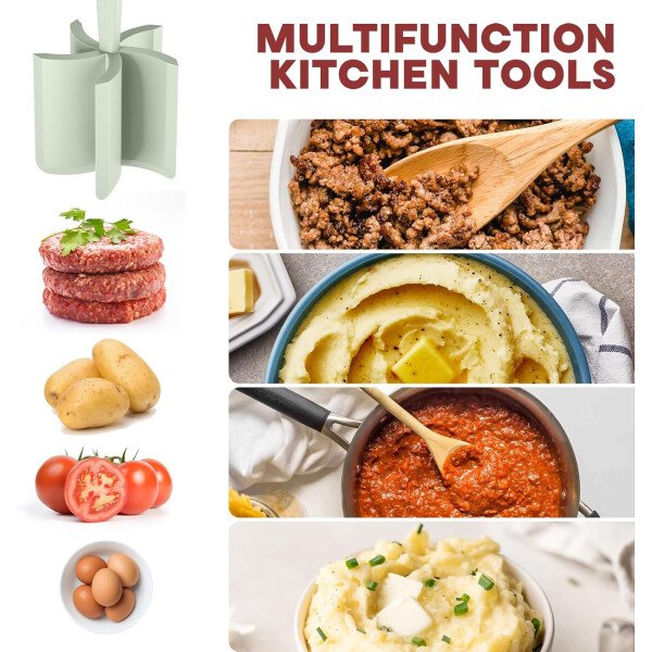 Picador de carne, molinillo de hamburguesas, triturador de alta calidad resistente al calor para carne molida, molinillo de hamburguesas, herramienta de mezcla de patatas de nailon, color negro - Imagen 27