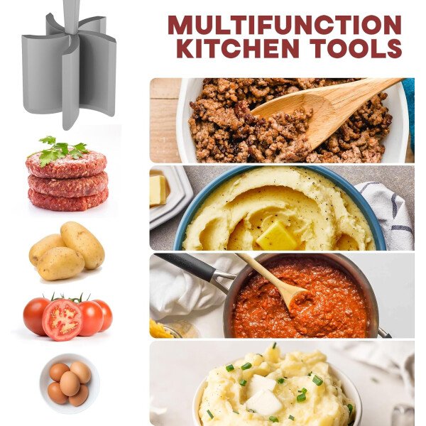 Picador de carne, molinillo de hamburguesas, triturador de alta calidad resistente al calor para carne molida, molinillo de hamburguesas, herramienta de mezcla de patatas de nailon, color negro - Imagen 51