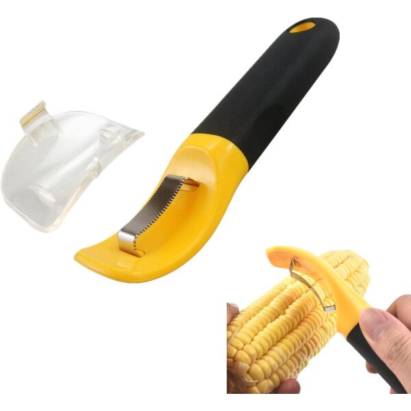 Pelador de maíz, herramienta profesional para pelar mazorcas de maíz, cortador de maíz de acero inoxidable con agarre suave para utensilios de cocina, herramienta peladora de maíz