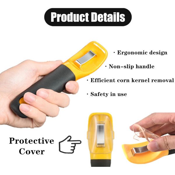 Pelador de maíz, herramienta profesional para pelar mazorcas de maíz, cortador de maíz de acero inoxidable con agarre suave para utensilios de cocina, herramienta peladora de maíz - Imagen 4