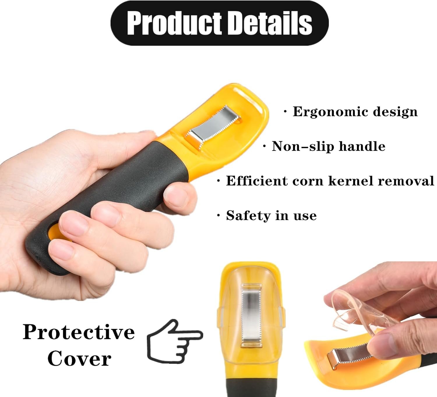 Pelador de maíz, herramienta profesional para pelar mazorcas de maíz, cortador de maíz de acero inoxidable con agarre suave para utensilios de cocina, herramienta peladora de maíz - Imagen 4