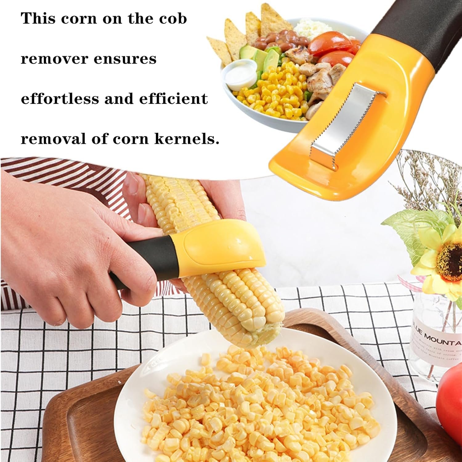 Pelador de maíz, herramienta profesional para pelar mazorcas de maíz, cortador de maíz de acero inoxidable con agarre suave para utensilios de cocina, herramienta peladora de maíz - Imagen 5