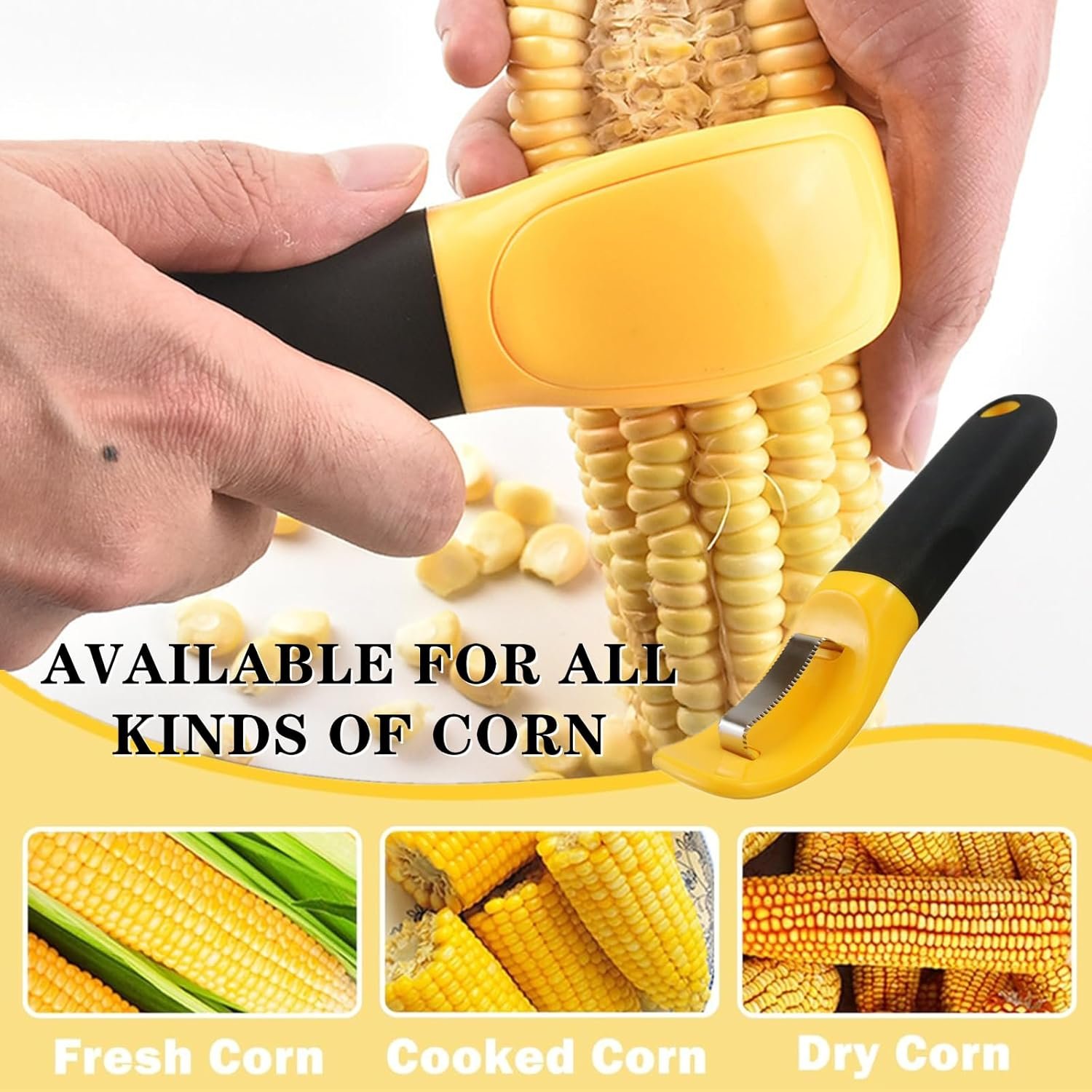 Pelador de maíz, herramienta profesional para pelar mazorcas de maíz, cortador de maíz de acero inoxidable con agarre suave para utensilios de cocina, herramienta peladora de maíz - Imagen 6