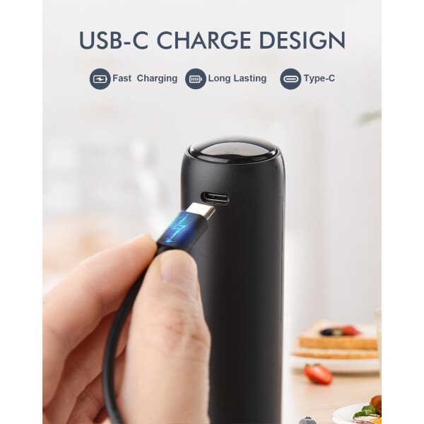 Espumador de leche de mano, varita de espuma eléctrica, mezclador de bebidas con batidor de acero inoxidable para café, matcha, lattes, capuchino negro - Imagen 10