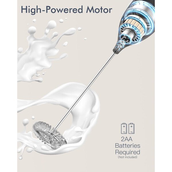 Espumador de leche de mano, varita de espuma eléctrica, mezclador de bebidas con batidor de acero inoxidable para café, matcha, lattes, capuchino negro - Imagen 24