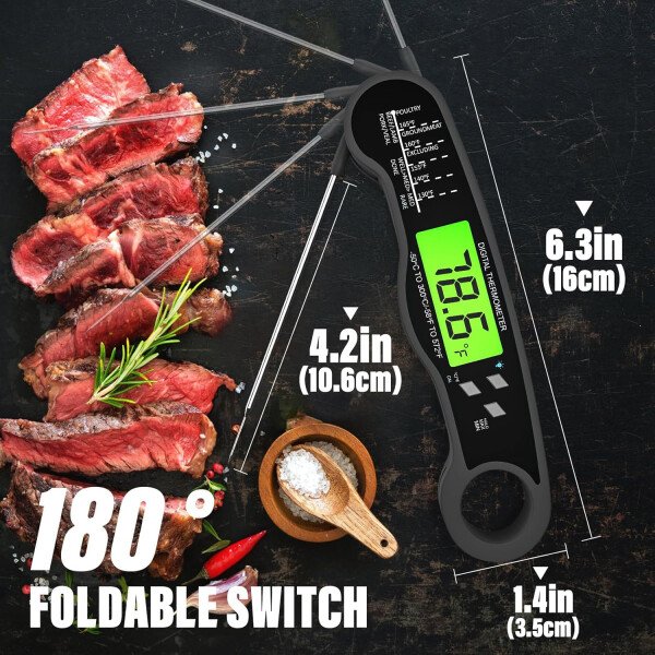 AWLKIM® Termómetro digital de carne para cocinar, termómetro de alimentos de lectura instantánea con luz de fondo y función de sujeción, electrodomésticos de cocina esenciales para barbacoa, rellenos - Imagen 32