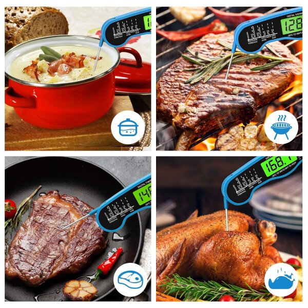 AWLKIM® Termómetro digital de carne para cocinar, termómetro de alimentos de lectura instantánea con luz de fondo y función de sujeción, electrodomésticos de cocina esenciales para barbacoa, rellenos - Imagen 41