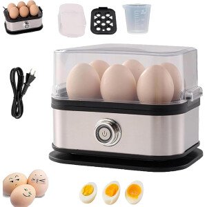 Cocina de huevos sin esfuerzo con la mejor olla de huevos de acero inoxidable (3 modos), nueva olla inteligente para huevos 2025 con apagado automático, operación de un solo toque, limpieza sin