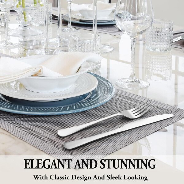 24 Pcs Silverware Set with Steak Knives Service for 4,Stainless Steel Flatware Set,Mirror Polished Cutlery Utensil Set,Home Kitchen Eating Tableware Set,Include Fork Knife Spoon Set,Dishwasher Safe - Imagen 6