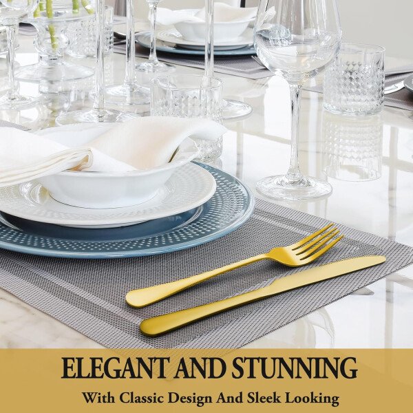 24 Pcs Silverware Set with Steak Knives Service for 4,Stainless Steel Flatware Set,Mirror Polished Cutlery Utensil Set,Home Kitchen Eating Tableware Set,Include Fork Knife Spoon Set,Dishwasher Safe - Imagen 14