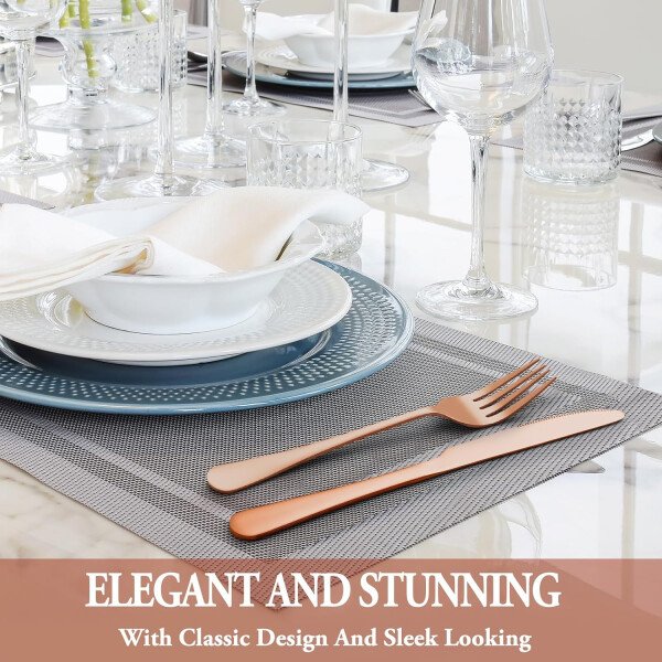 24 Pcs Silverware Set with Steak Knives Service for 4,Stainless Steel Flatware Set,Mirror Polished Cutlery Utensil Set,Home Kitchen Eating Tableware Set,Include Fork Knife Spoon Set,Dishwasher Safe - Imagen 33